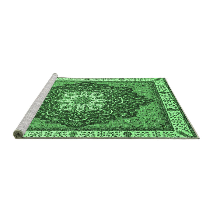 Sideview of Machine Washable Abstract Emerald Green Modern Area Rugs, wshabs3124emgrn