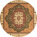 Round Abstract Brown Modern Rug, abs3124brn