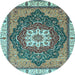 Round Abstract Light Blue Modern Rug, abs3124lblu