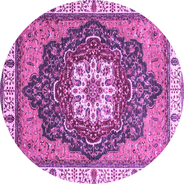 Round Machine Washable Abstract Purple Modern Area Rugs, wshabs3124pur