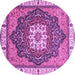 Round Machine Washable Abstract Purple Modern Area Rugs, wshabs3124pur