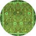 Round Oriental Green Traditional Rug, abs3125grn