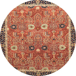 Round Machine Washable Abstract Tomato Red Rug, wshabs3125