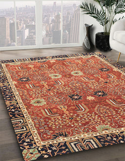 Abstract Red Oriental Rug in Family Room, abs3125