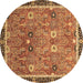 Round Oriental Brown Traditional Rug, abs3125brn