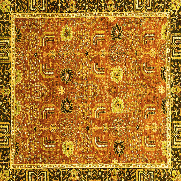 Square Machine Washable Oriental Yellow Traditional Rug, wshabs3125yw
