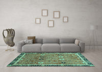 Machine Washable Oriental Turquoise Traditional Rug, wshabs3125turq