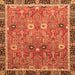 Square Machine Washable Oriental Orange Traditional Area Rugs, wshabs3125org