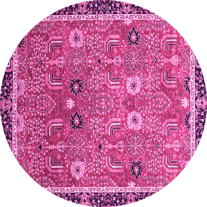 Round Oriental Pink Traditional Rug, abs3125pnk