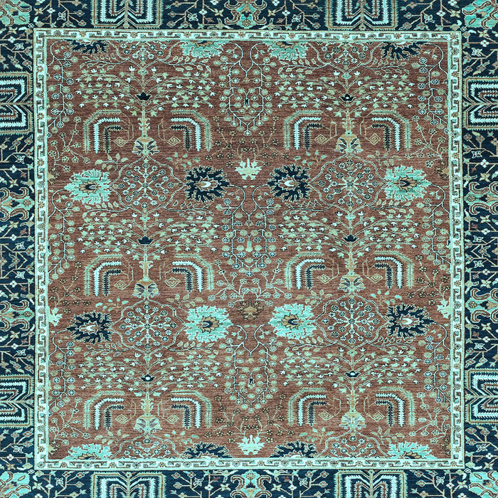 Square Machine Washable Oriental Light Blue Traditional Rug, wshabs3125lblu