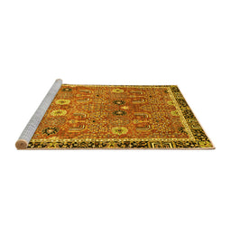 Sideview of Machine Washable Oriental Yellow Traditional Rug, wshabs3125yw