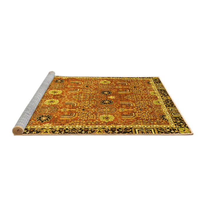 Sideview of Machine Washable Oriental Yellow Traditional Rug, wshabs3125yw