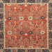 Square Abstract Red Oriental Rug, abs3125