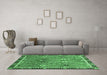 Machine Washable Oriental Emerald Green Traditional Area Rugs in a Living Room,, wshabs3125emgrn