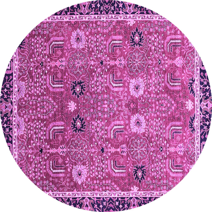 Round Machine Washable Oriental Purple Traditional Area Rugs, wshabs3125pur
