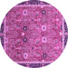 Round Machine Washable Oriental Purple Traditional Area Rugs, wshabs3125pur