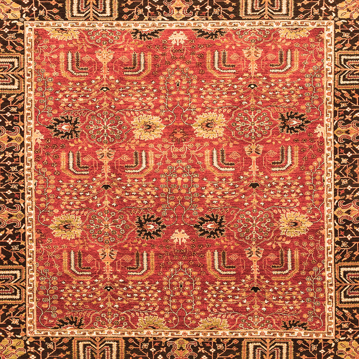 Square Oriental Orange Traditional Rug, abs3125org