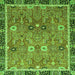 Square Oriental Green Traditional Rug, abs3125grn