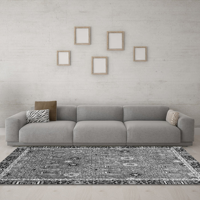 Machine Washable Oriental Gray Traditional Rug in a Living Room,, wshabs3125gry