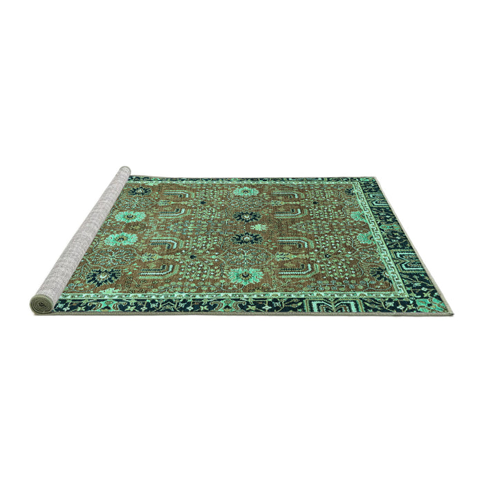 Sideview of Machine Washable Oriental Turquoise Traditional Area Rugs, wshabs3125turq