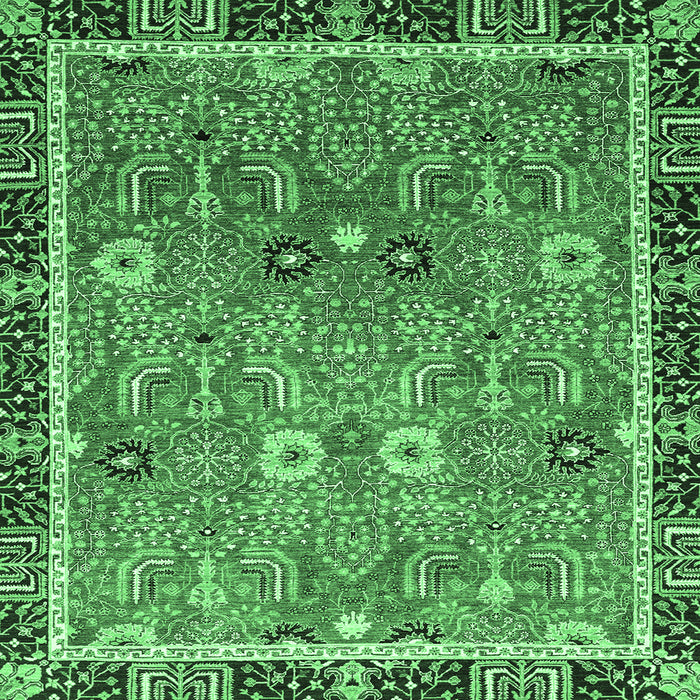 Square Machine Washable Oriental Emerald Green Traditional Area Rugs, wshabs3125emgrn