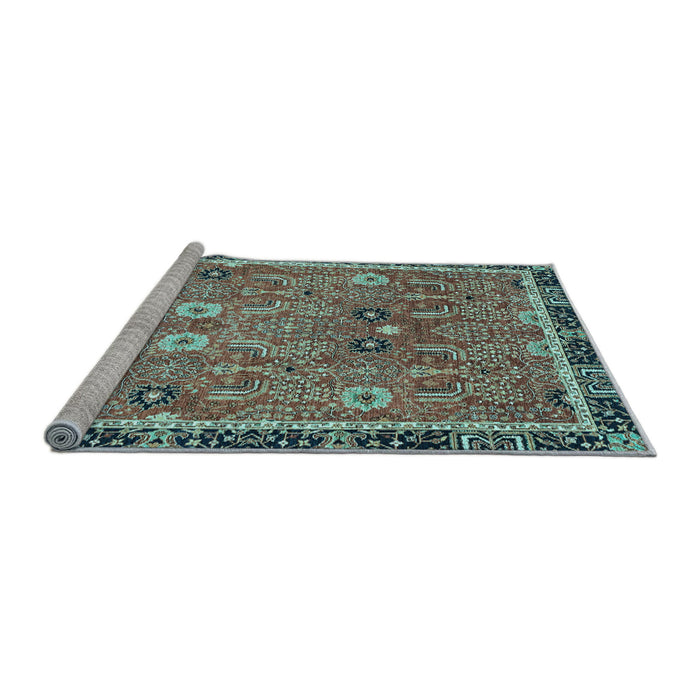 Sideview of Machine Washable Oriental Light Blue Traditional Rug, wshabs3125lblu