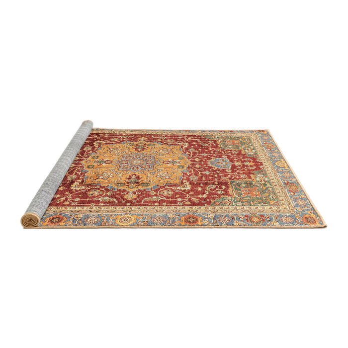 Sideview of Machine Washable Abstract Red Rug, wshabs3126