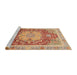 Sideview of Machine Washable Abstract Red Rug, wshabs3126