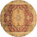 Round Machine Washable Abstract Brown Modern Rug, wshabs3126brn