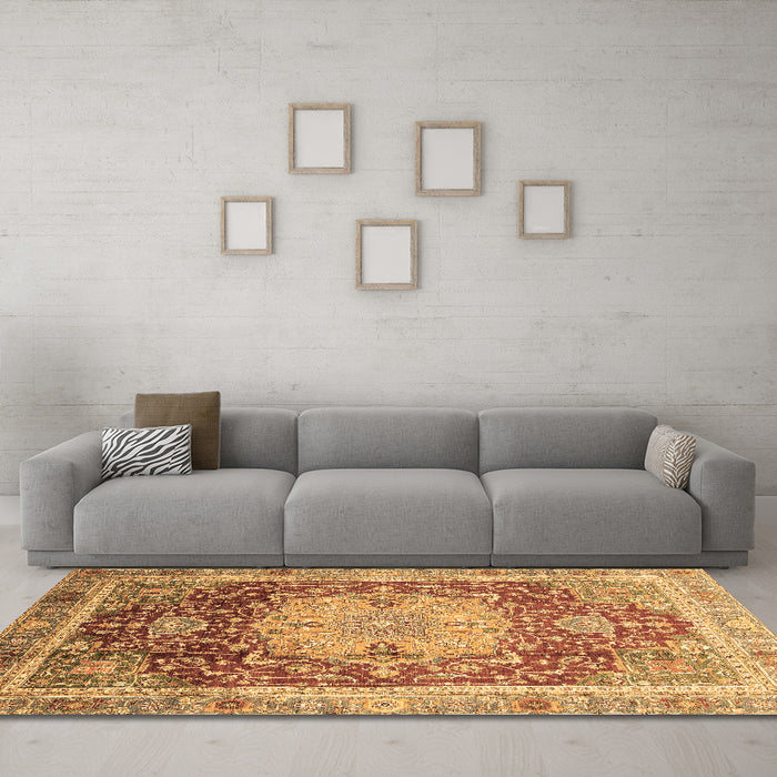 Machine Washable Abstract Brown Modern Rug in a Living Room,, wshabs3126brn