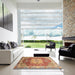 Square Abstract Red Modern Rug in a Living Room, abs3126