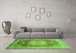 Machine Washable Abstract Green Modern Area Rugs in a Living Room,, wshabs3126grn