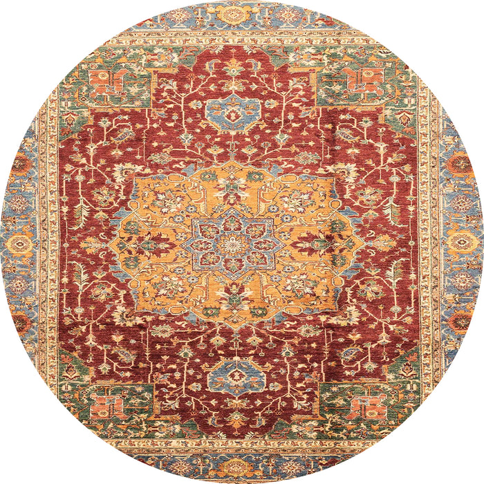 Round Machine Washable Abstract Red Rug, wshabs3126