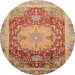 Round Machine Washable Abstract Red Rug, wshabs3126