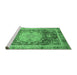 Sideview of Machine Washable Abstract Emerald Green Modern Area Rugs, wshabs3126emgrn