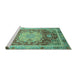 Sideview of Machine Washable Abstract Turquoise Modern Area Rugs, wshabs3126turq