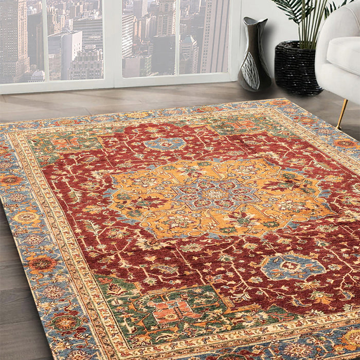 Machine Washable Abstract Red Rug in a Family Room, wshabs3126