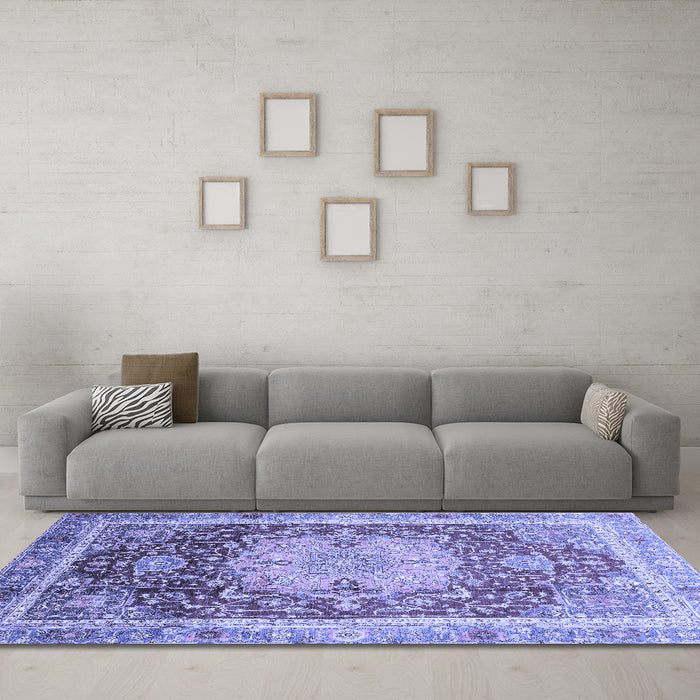 Machine Washable Abstract Blue Modern Rug in a Living Room, wshabs3126blu