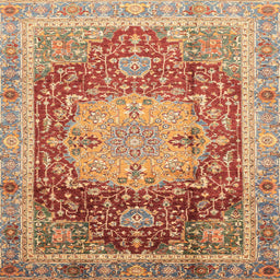 Square Machine Washable Abstract Red Rug, wshabs3126