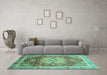 Machine Washable Abstract Turquoise Modern Area Rugs in a Living Room,, wshabs3126turq