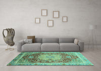 Machine Washable Abstract Turquoise Modern Rug, wshabs3126turq