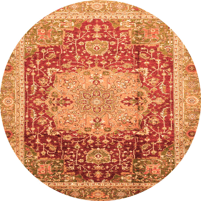 Round Abstract Orange Modern Rug, abs3126org