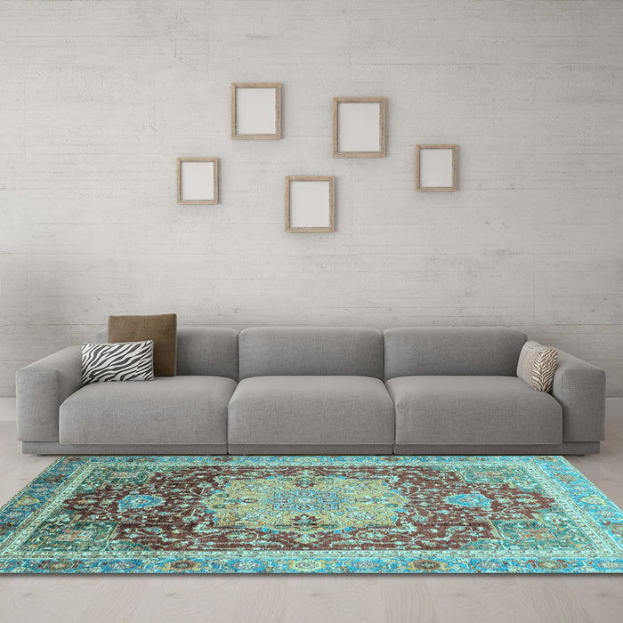 Machine Washable Abstract Light Blue Modern Rug in a Living Room, wshabs3126lblu