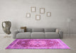 Machine Washable Abstract Purple Modern Area Rugs in a Living Room, wshabs3126pur