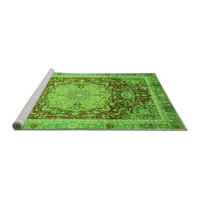 Sideview of Machine Washable Abstract Green Modern Area Rugs, wshabs3126grn