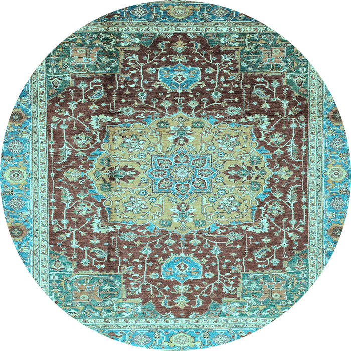 Round Machine Washable Abstract Light Blue Modern Rug, wshabs3126lblu
