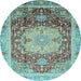 Round Machine Washable Abstract Light Blue Modern Rug, wshabs3126lblu