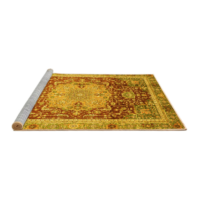 Sideview of Machine Washable Abstract Yellow Modern Rug, wshabs3126yw