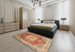 Abstract Red Modern Rug in a Bedroom, abs3126