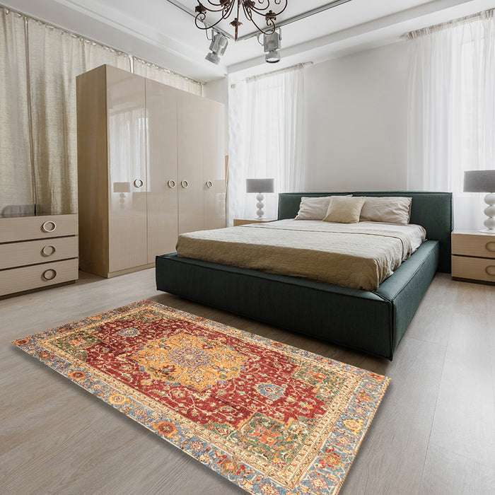 Abstract Red Modern Rug in a Bedroom, abs3126